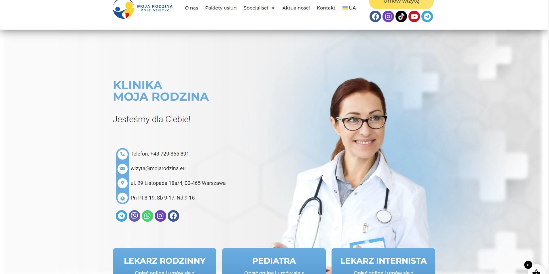 Strona internetowa kliniki rodzinnej z funkcją sklepu  PL, UA