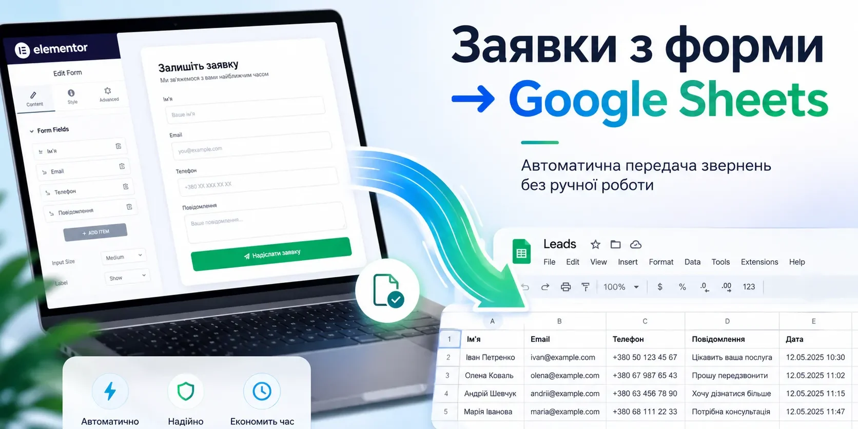 Плагін для передачі заявок з Elementor Forms у Google Sheets