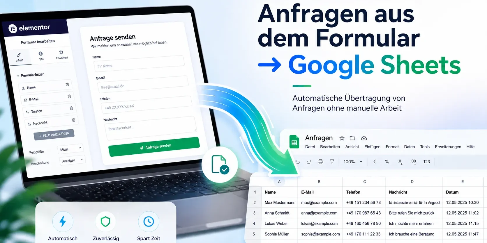 Plugin zur Übertragung von Elementor Forms-Anfragen an Google Sheets Plugin zur Übertragung von Elementor Forms-Anfragen an Google Sheets